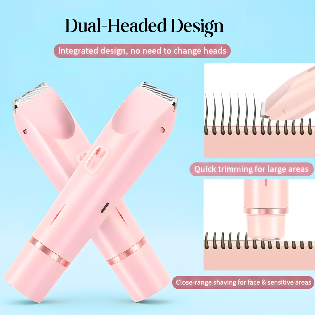 2025 Waterproof Rechargeable Electric Shaver Mini Women Bikini Trimmer Body Hair Remover Mini Double Headed Electric Epilator